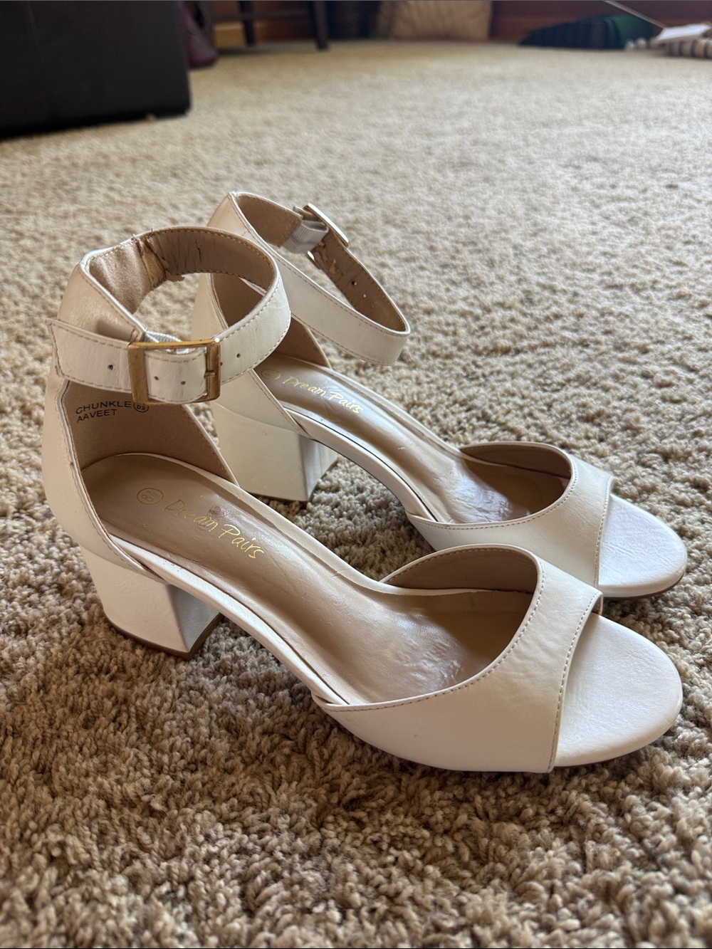 Dream Pairs White Block Heel Ankle Strap Sandals